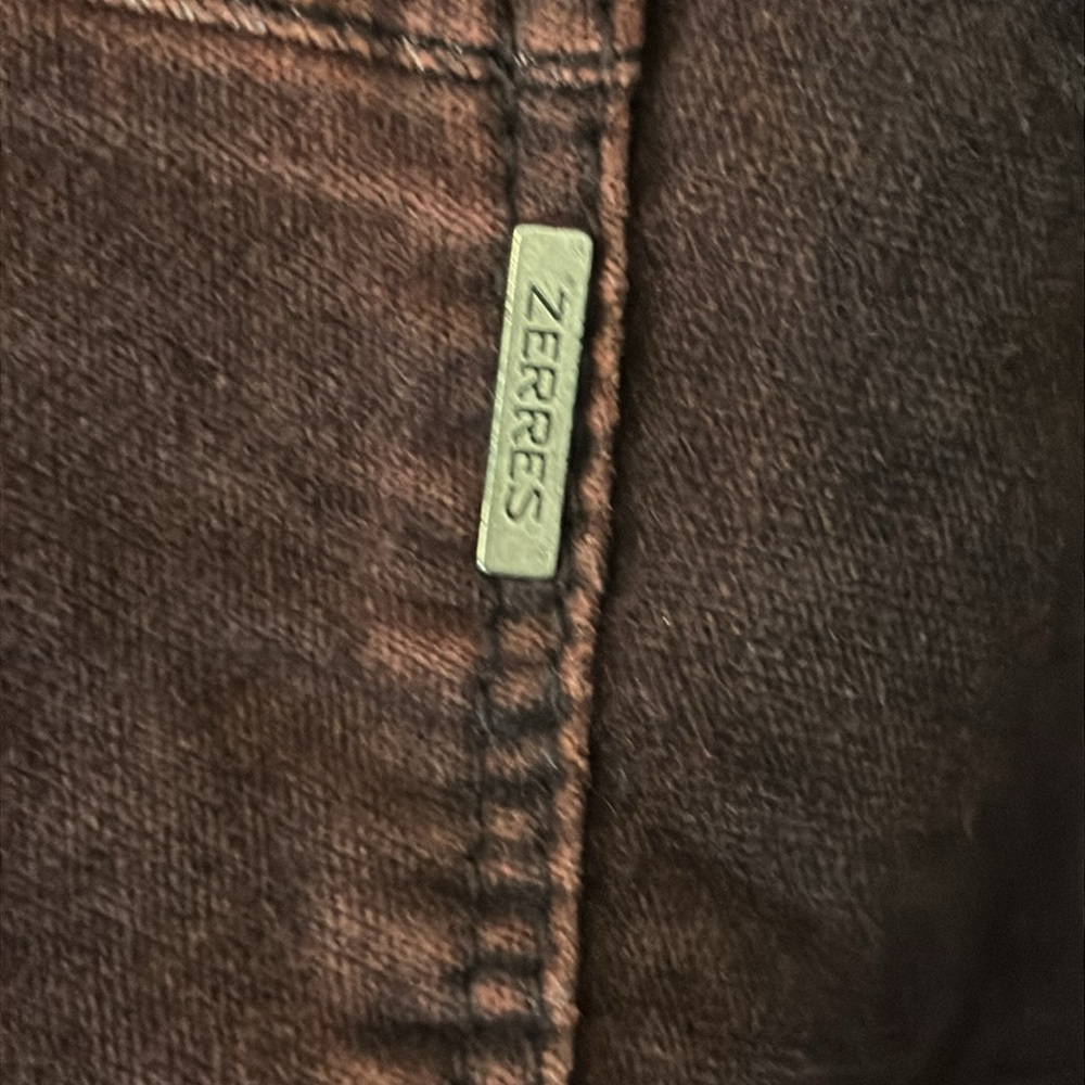 Zerres Burgundy Velvet Jeans Size US16 Stretch High Waist Straight Leg - Picture 7 of 15
